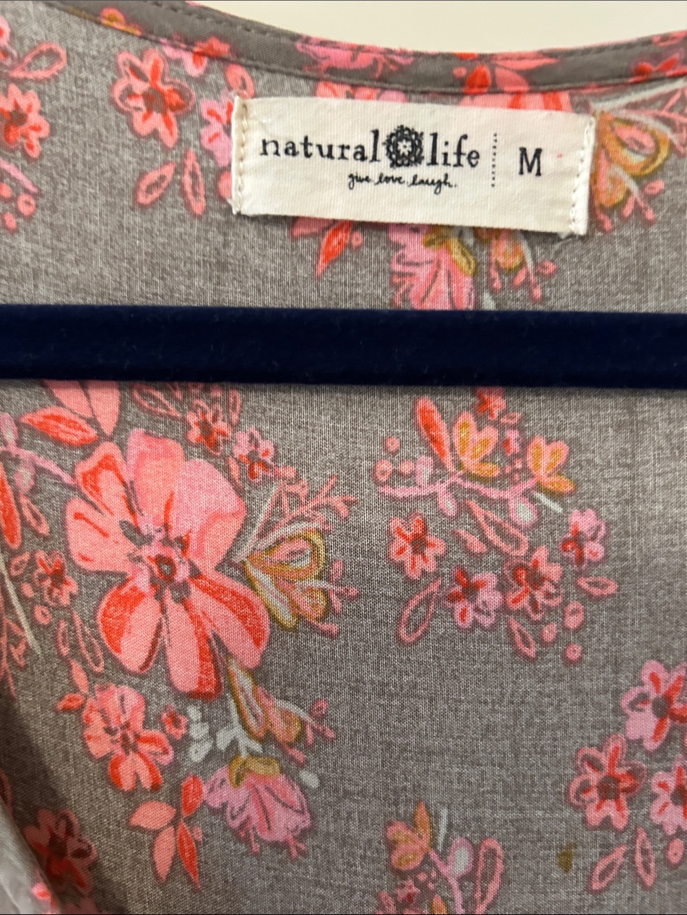 NATURAL LIFE Charlotte Gray Maxi Dress with Pink Floral Print Bell Sleeve - Picture 2 of 10